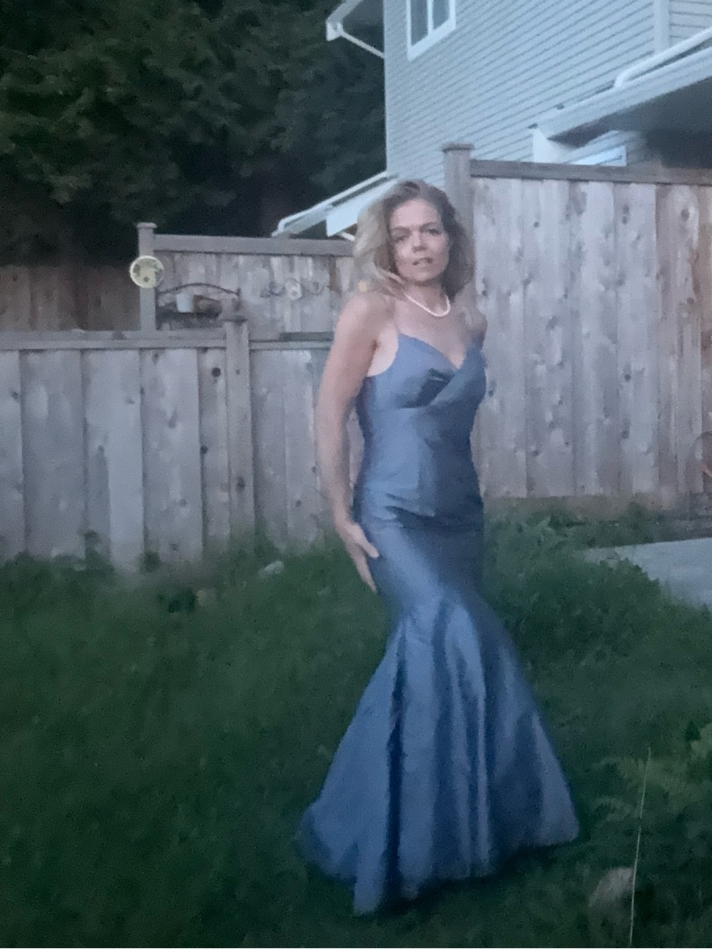 Jenny Yoo Silk Slate Blue Formal Wedding 💒 Bridesmaid Mermaid 🧜♀️ Gown